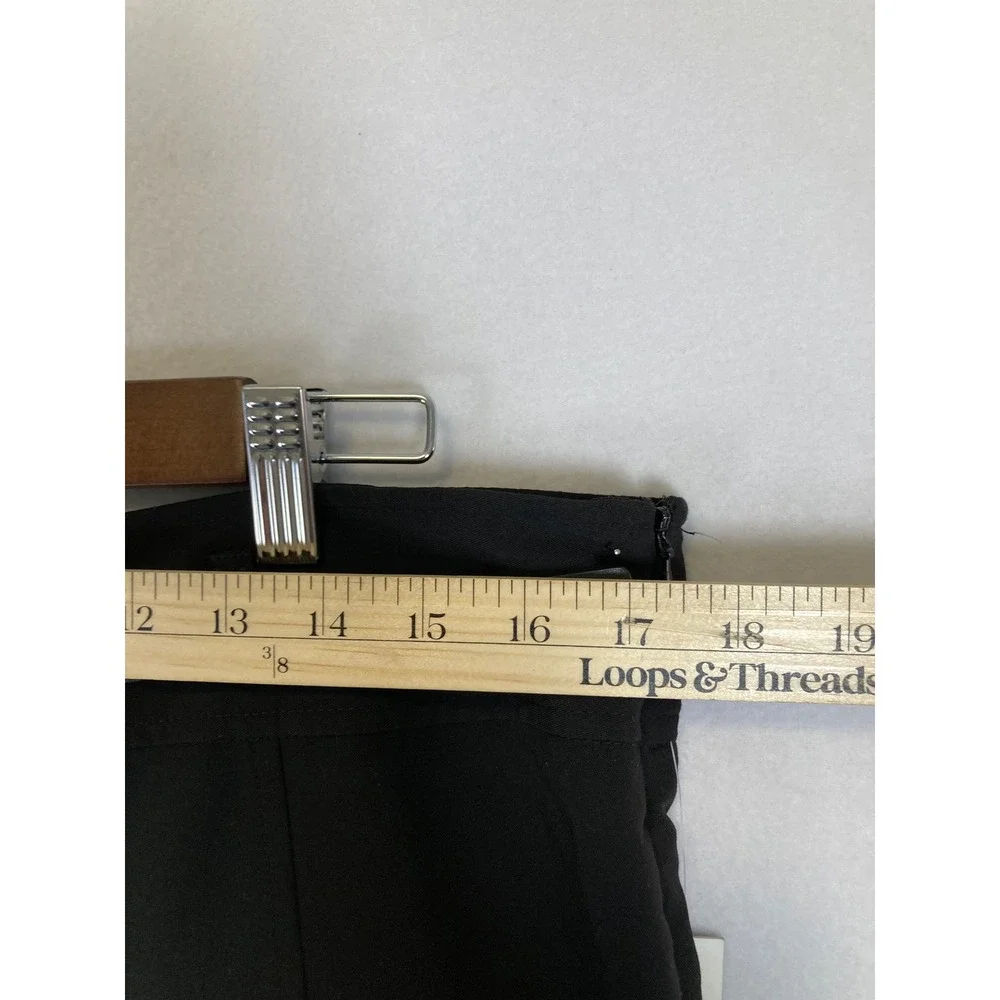Classic Career Larry Levine Women 14 Black Belted‎ A-Line Midi Skirt 103715